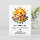 Bewerkbare Elegante Oude Egypte Piramides Verjaard Kaart (Staand voorkant)