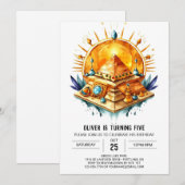 Bewerkbare Elegante Oude Egypte Piramides Verjaard Kaart (Voorkant / Achterkant)