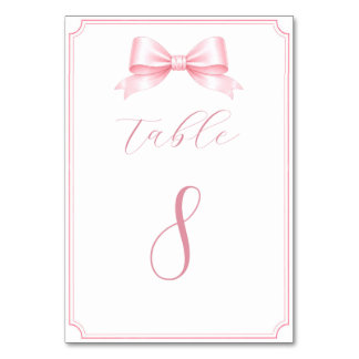 Bewerkbare Elegante Roze Bruidsfeest Tafel Nummers Kaart