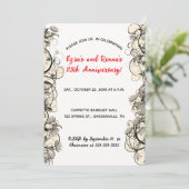 Bewerkbare Elegante Zwarte en Witte Bloemenlijst Kaart (Staand voorkant)