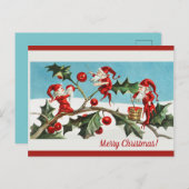 Bewerkbare Elfen Schilderen Bessen Kerst Briefkaart (Voorkant / Achterkant)