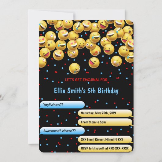 Bewerkbare emoji uitnodiging (Voorkant)