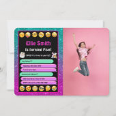 Bewerkbare Emoji Verjaardags Foto Uitnodiging (Voorkant)