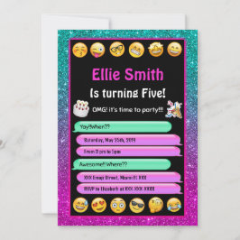 Bewerkbare Emoji verjaardagsuitnodiging Kaart