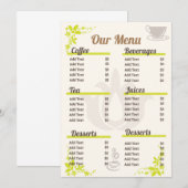 Bewerkbare en volledig aanpasbare kleine koffiekaa menu (Voorkant / Achterkant)