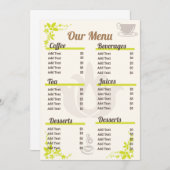 Bewerkbare en volledig aanpasbare kleine koffiemen menu (Voorkant / Achterkant)