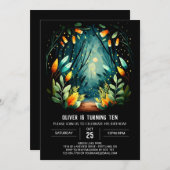 Bewerkbare Enchanted Forest Woodland Verjaardag Kaart (Voorkant / Achterkant)