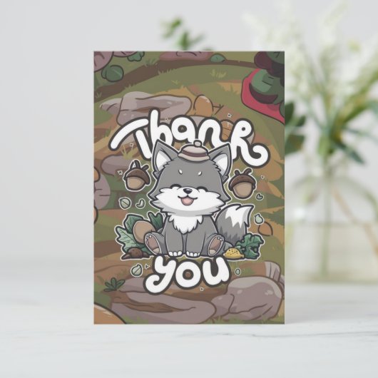 Bewerkbare Enchanted Wolf Bedankkaart (Staand voorkant)