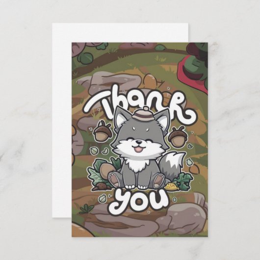 Bewerkbare Enchanted Wolf Bedankkaart (Voorkant / Achterkant)