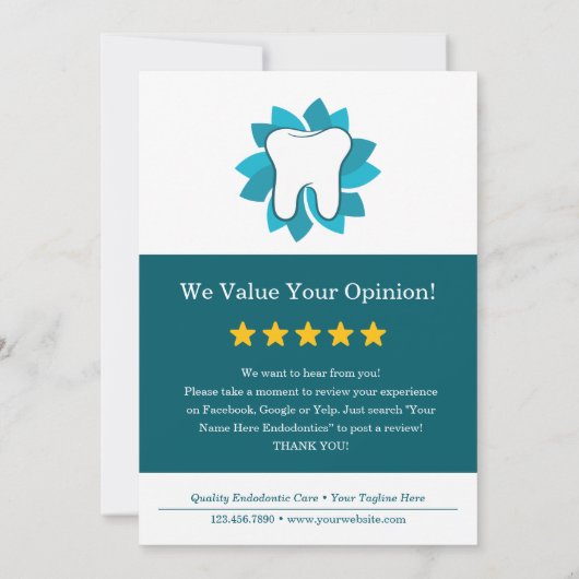 Bewerkbare endodontie Volgende afspraak Kaart (Achterkant)