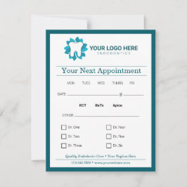 Bewerkbare endodontie Volgende afspraak Kaart