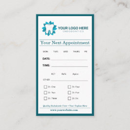 Bewerkbare endodontie Volgende afspraak Visitekaartje