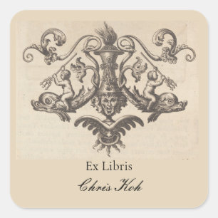Bewerkbare engelen met Tridents Bookplate Vierkante Sticker