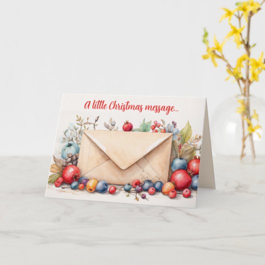 Bewerkbare envelop bessen en bloemen Kerstmis Kaart (Gele Bloem)