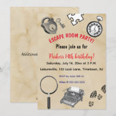 Bewerkbare Escape Room Party Uitnodiging (Voorkant / Achterkant)