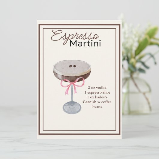 Bewerkbare Espresso Martini Recept Kaart (Staand voorkant)