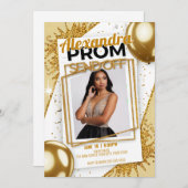 Bewerkbare Exquisite Prom Send Off Gold Glitter Kaart (Voorkant / Achterkant)