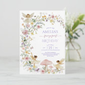 Bewerkbare Fairy Eerste Verjaardag Uitnodiging, So Kaart (Staand voorkant)