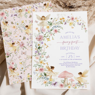 Bewerkbare Fairy Eerste Verjaardag Uitnodiging, So Kaart