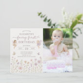 Bewerkbare Fairy First Birthday Invitation Kaart (Staand voorkant)