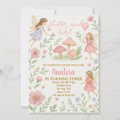 Bewerkbare Fairy Garden verjaardagsuitnodiging Kaart (Voorkant)