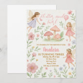 Bewerkbare Fairy Garden verjaardagsuitnodiging Kaart (Voorkant / Achterkant)