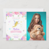 Bewerkbare Fairy Verjaardagsfeestfoto Kaart (Voorkant)