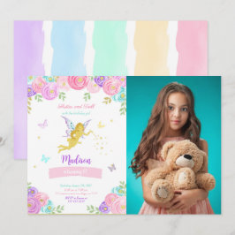 Bewerkbare Fairy Verjaardagsfeestfoto Kaart