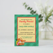 Bewerkbare familie picknick verjaardagsfeestje uitnodiging briefkaart (Staand voorkant)