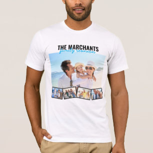 Bewerkbare familiefotocollage persoonlijke herenig t-shirt