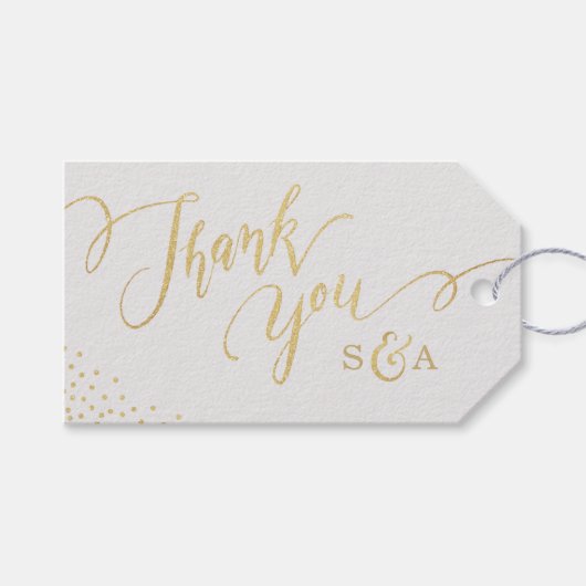 Bewerkbare faux gouden glitter kalligrafie dank u cadeaulabel (Voorkant (Horizontaal))