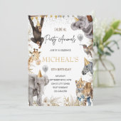 Bewerkbare Feest Dieren Uitnodiging Safari Verjaar (Staand voorkant)