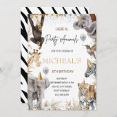 Bewerkbare Feest Dieren Uitnodiging Safari Verjaar (Voorkant / Achterkant)