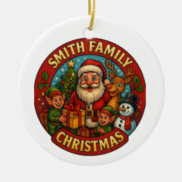 Bewerkbare feestelijke familie kerst keramisch ornament