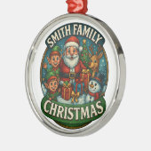 Bewerkbare feestelijke familie kerst metalen ornament (Links)