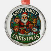 Bewerkbare feestelijke familie kerst metalen ornament (Voorkant)