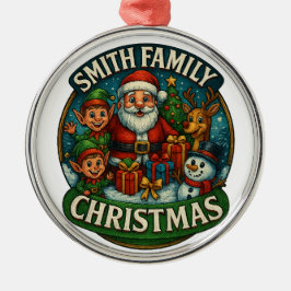 Bewerkbare feestelijke familie kerst metalen ornament