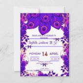 Bewerkbare feestuitnodigingen Peacock Feather Glit Kaart (Voorkant)