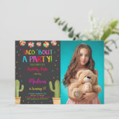 Bewerkbare Fiesta Verjaardagsfeestfoto Kaart (Staand voorkant)