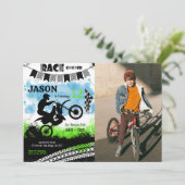 bewerkbare fiets verjaardag foto uitnodiging (Staand voorkant)