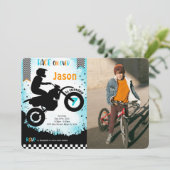 bewerkbare fiets verjaardag foto uitnodiging (Staand voorkant)