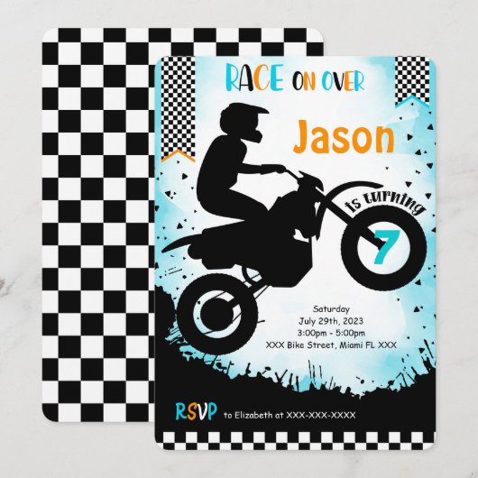 Bewerkbare fiets verjaardagsuitnodiging kaart (Voorkant / Achterkant)