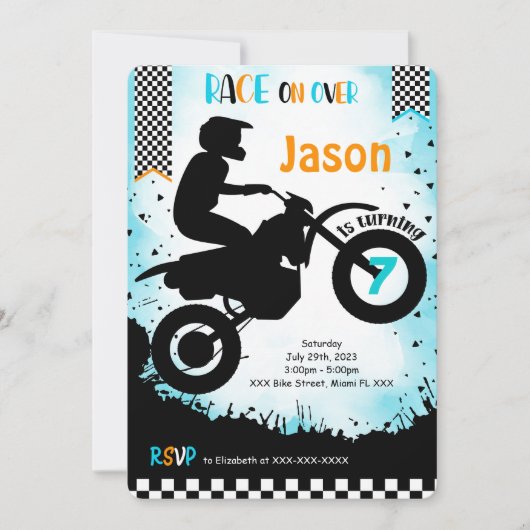 Bewerkbare fiets verjaardagsuitnodiging kaart (Voorkant)