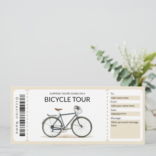 Bewerkbare fietstour Cadeaubon Kaart (Staand voorkant)