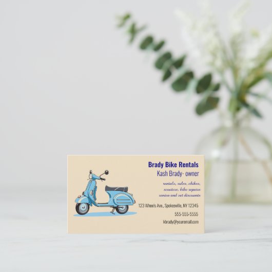 Bewerkbare fietsverhuur visitekaartje (Staand voorkant)