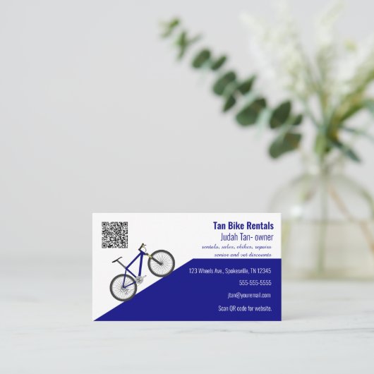 Bewerkbare fietsverhuur visitekaartje (Staand voorkant)