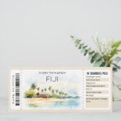 Bewerkbare Fiji Vliegticket Boarding Pass Kaart (Staand voorkant)