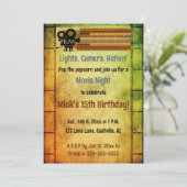 Bewerkbare Film Nacht Verjaardagsfeestje Kaart (Staand voorkant)