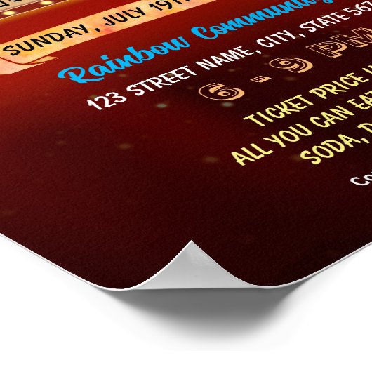 Bewerkbare filmavond fondsenwerving flyer poster (Hoek)