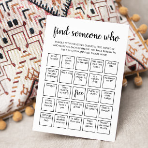 Bewerkbare Find Someone Who spel Bingo kaart